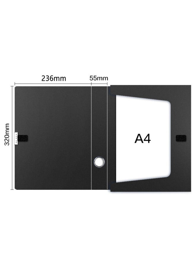 Simaa 1Pc 55Mm A4 Thickened Pp Hook And Loop File Box / Document Box / Data Box Voucher Document Storage Box Accounting Supplies Office Supplies 20883 Black - Image 3