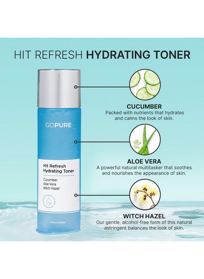 goPure - Hit Refresh Hydrating Toner - Routine Prep Step, Visibly Hydrates, Supports A Balanced Ph, Visibly Clarifies Pores, Removes Excess Oil & Impurities, Great For All Skin Types - Image 1