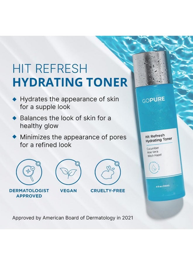 goPure - Hit Refresh Hydrating Toner - Routine Prep Step, Visibly Hydrates, Supports A Balanced Ph, Visibly Clarifies Pores, Removes Excess Oil & Impurities, Great For All Skin Types - Image 1