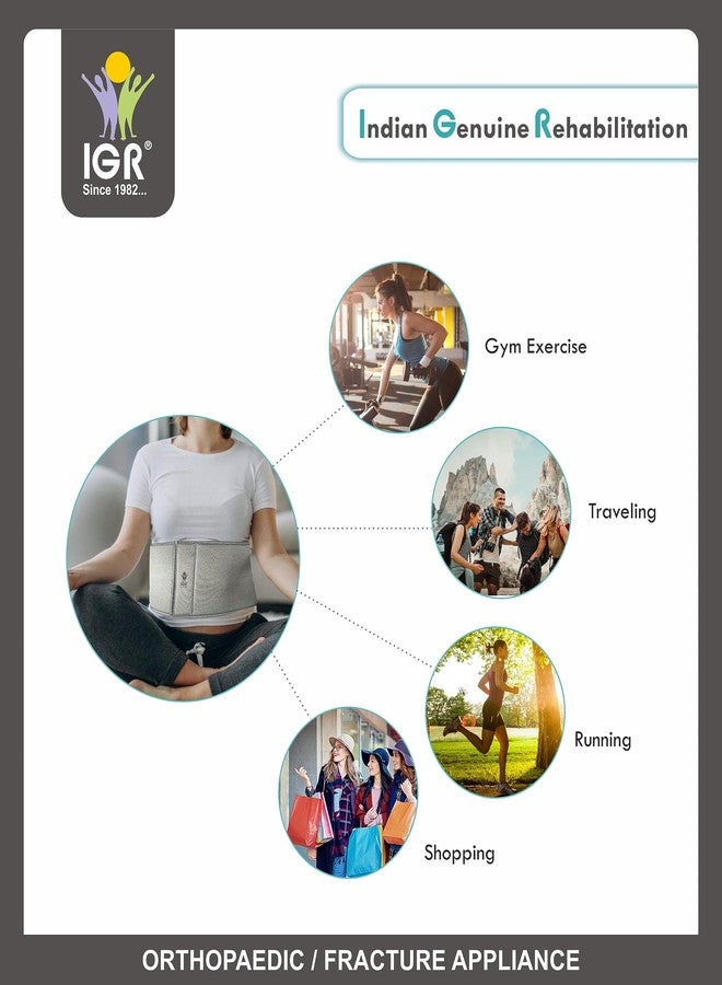 IGR حزام بطن IGR مثالي لتنحيف الخصر، وتخفيف آلام أسفل الظهر، وبعد الولادة لتقليل حجم البطن، حزام قابل للتهوية للرجال والنساء، رمادي (صغير (28-32 بوصة)) - Image 4