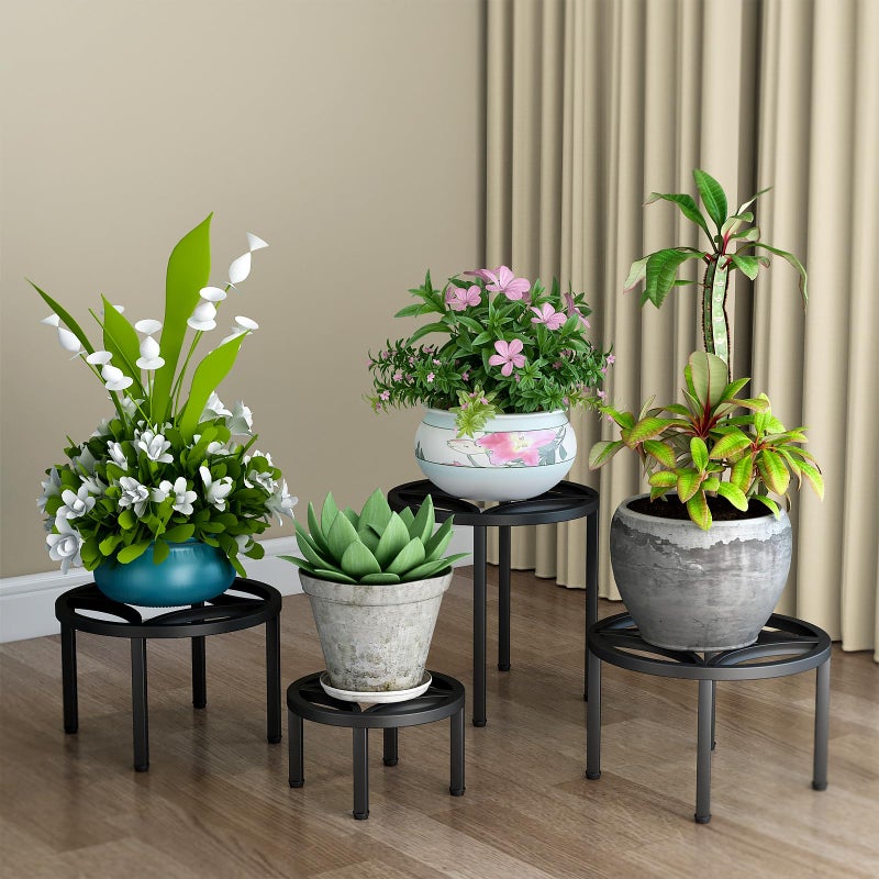 Zhongma Set of 4 Metal Plant Stand for Heavy Potted Plant for Home Indoor and Outdoor, 220 LBS Capacity & Heavy Duty Construction, Sturdy Plant Riser without Installation Required - Image 5