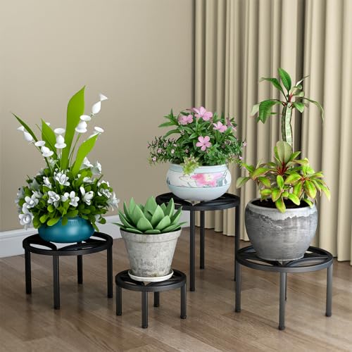 Zhongma Set of 4 Metal Plant Stand for Heavy Potted Plant for Home Indoor and Outdoor, 220 LBS Capacity & Heavy Duty Construction, Sturdy Plant Riser without Installation Required - Image 1