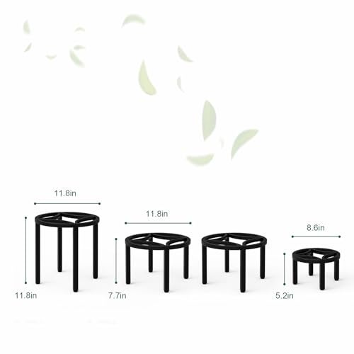 Zhongma Set of 4 Metal Plant Stand for Heavy Potted Plant for Home Indoor and Outdoor, 220 LBS Capacity & Heavy Duty Construction, Sturdy Plant Riser without Installation Required - Image 4