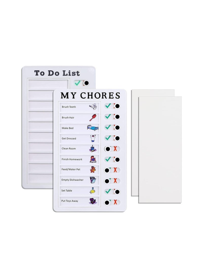 Generic Chore Chart Customized Memo Checklist Board for Daily Schedule of Adults and Kids 2 Pcs Chores Board with 10 Detachable Card Stock for Schedule Reminder  - Image 1