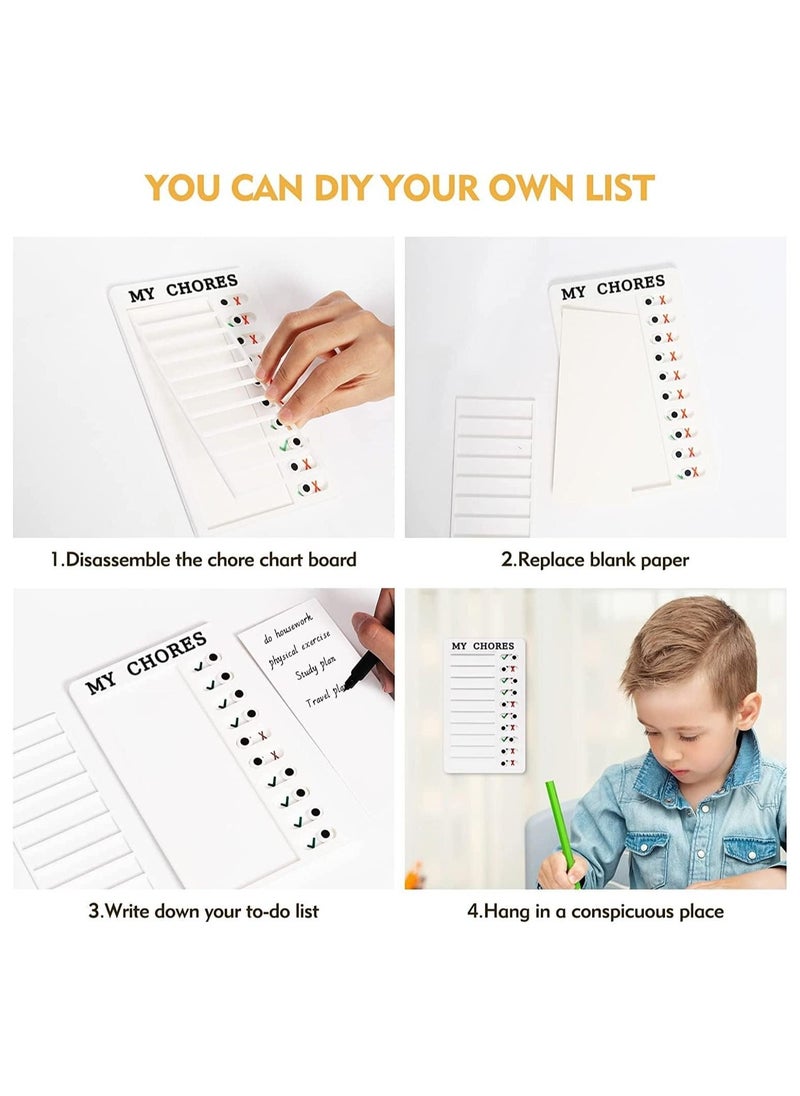 Generic Chore Chart Customized Memo Checklist Board for Daily Schedule of Adults and Kids 2 Pcs Chores Board with 10 Detachable Card Stock for Schedule Reminder  - Image 5