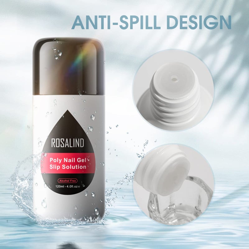 ROSALIND 4oz Slip Solution for Poly Nail Gel 120ml Gel Extension Liquid Solution for Poly Nail Gel Anti-stick Slip Solution, Poly Slip Extension Liquid Solution with Brush and Liquid Cup - Image 4