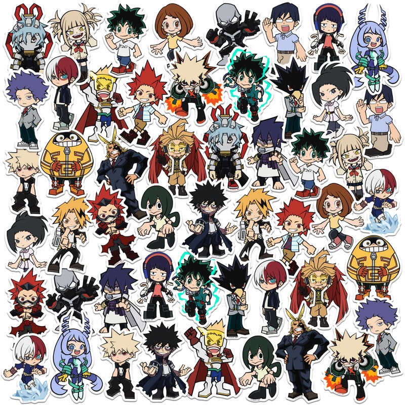 GRAPHICS & MORE My Hero Academia Chibi 50ct Vinyl Large Deluxe Stickers Variety Pack â€“ Officially Licensed Anime Collection â€“ Laptop, Water Bottle, Scrapbooking, Tablet, Indoor/Outdoor - Image 1