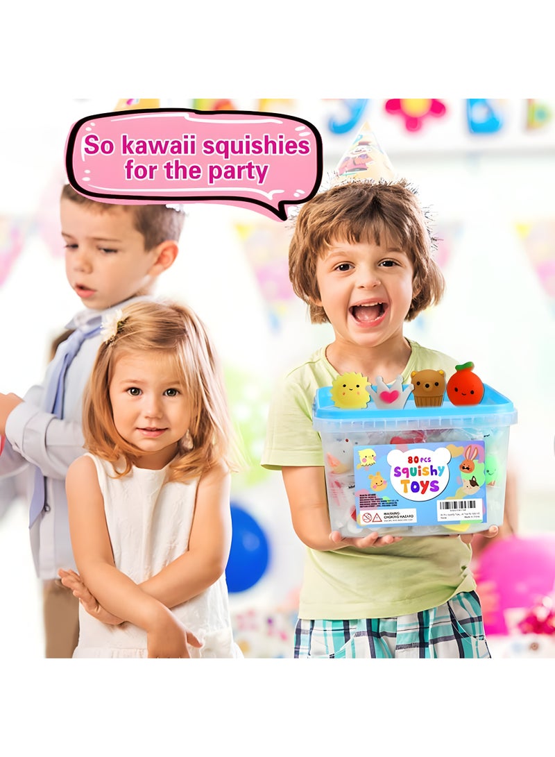 80 Pcs Kawaii Squishies, Mochi Squishy Toys for Kids Party Favors, Mini Stress Relief Toys for Party Favors, Classroom Prizes, Birthday Gift, Goodie Bag Stuffers - Image 4