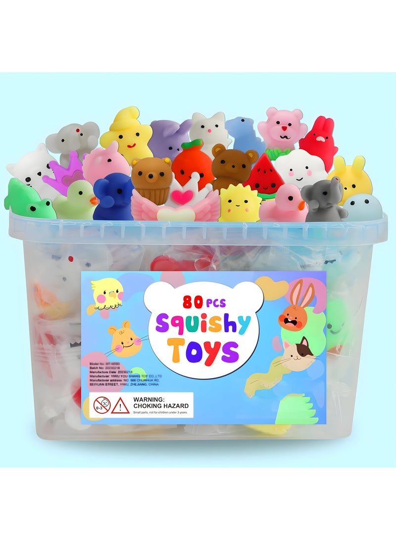 80 Pcs Kawaii Squishies, Mochi Squishy Toys for Kids Party Favors, Mini Stress Relief Toys for Party Favors, Classroom Prizes, Birthday Gift, Goodie Bag Stuffers - Image 1
