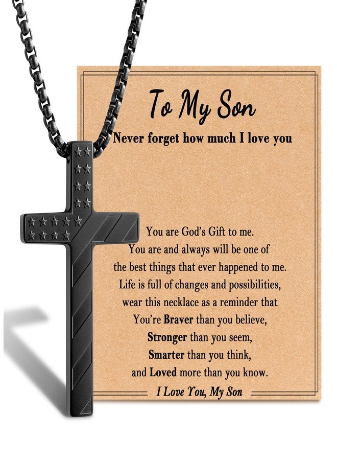 Tarsus To My Son Necklace Gifts from Mom Dad, Cross Necklace Teen Teenage Son Boy Valentines Easter Birthday Christmas Jewelry Gifts for Sons Adult Men - Image 1