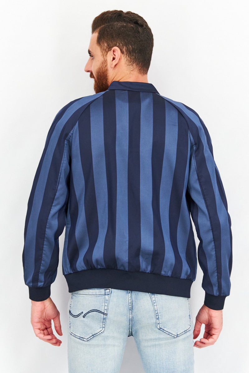 SELECTED سترات بومبر مخططة للرجال، كحلي - Image 2