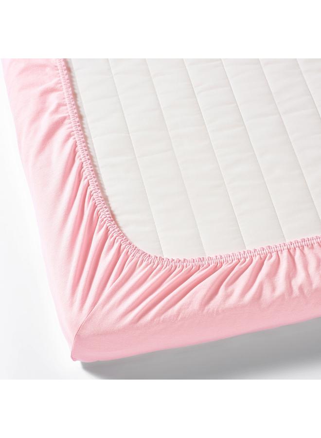 Fitted Sheet For Cot, White/Pink, 60X120 Cm - Image 2