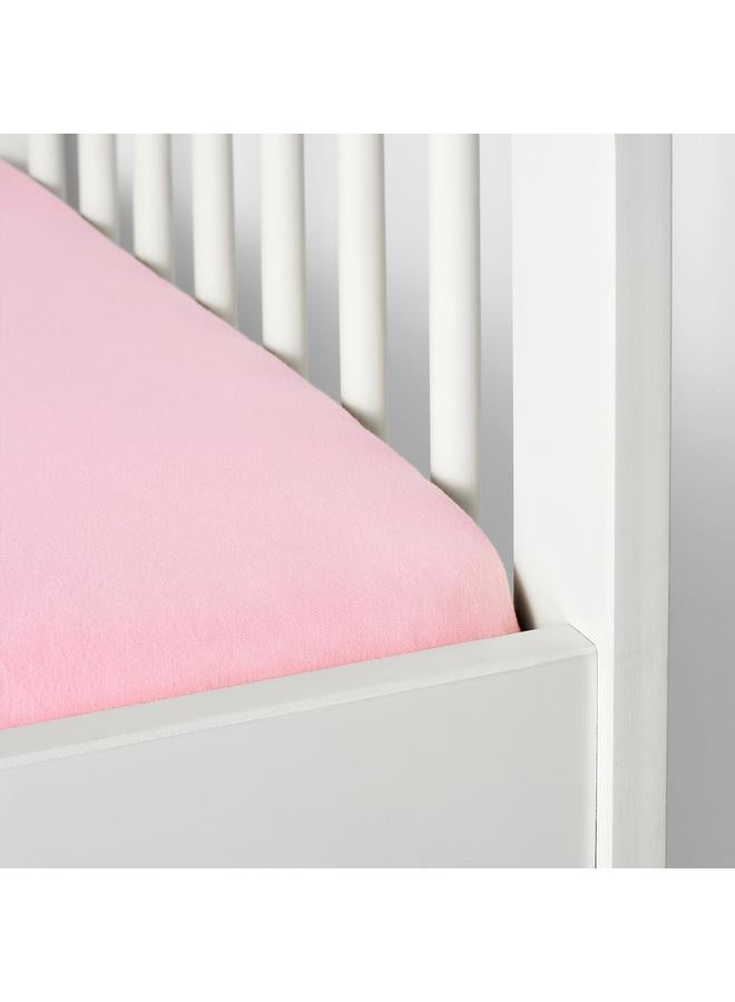 Fitted Sheet For Cot, White/Pink, 60X120 Cm - Image 3