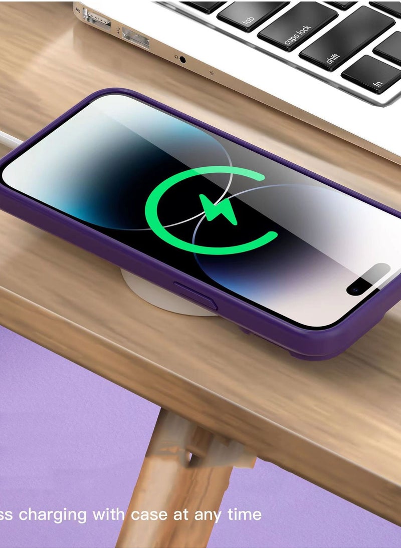 Color Fans Magsafe Case for iPhone 15 Pro Max Camera Ring Stand Magnetic Cover Purple  - Image 5