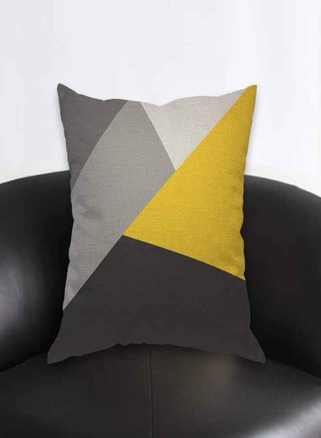 AOYEGO Gray Yellow and Black Geometric Throw Pillow Cover Patchwork Contemporary Creative Fashion Collage Simple Modern Collage Pillow Case 18x18 Inch Decorative Men Women Room Cushion Cover - Image 2