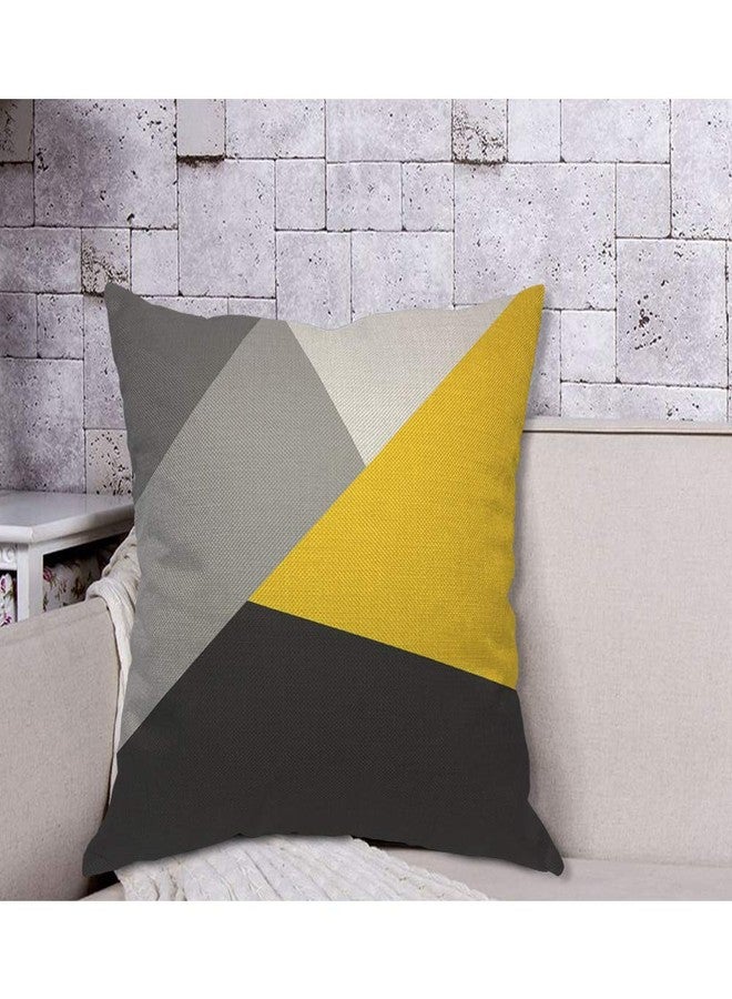 AOYEGO Gray Yellow and Black Geometric Throw Pillow Cover Patchwork Contemporary Creative Fashion Collage Simple Modern Collage Pillow Case 18x18 Inch Decorative Men Women Room Cushion Cover - Image 4