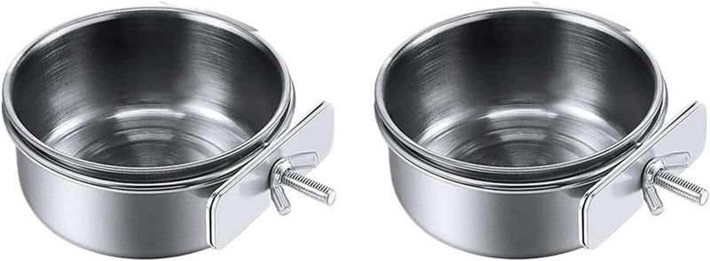 Bird Feeding Dish Cups 12PCS Parrot Rabbit Hamster Pet Food Dish Stainless Steel Clamp-on Water Drinker Bird Feeder Feeding Bowl Cage Cup Hanging for Parakeets Parrots Cockatiel(12CM) - Image 1