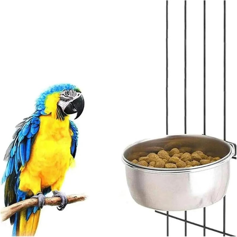 Bird Feeding Dish Cups 12PCS Parrot Rabbit Hamster Pet Food Dish Stainless Steel Clamp-on Water Drinker Bird Feeder Feeding Bowl Cage Cup Hanging for Parakeets Parrots Cockatiel(12CM) - Image 2