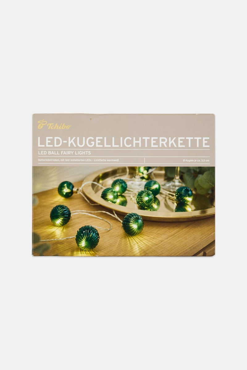 Tchibo Led String Lights With Grooved Glass Balls, Green - Image 1