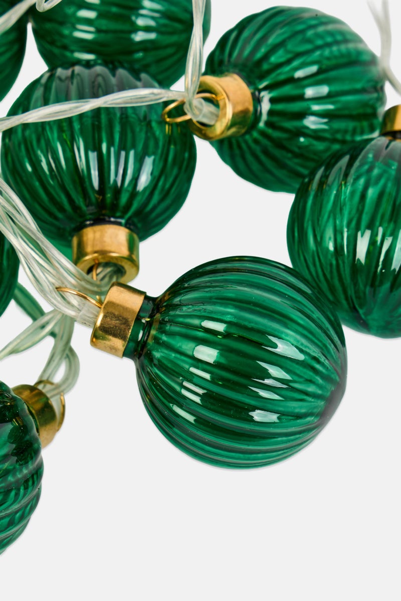 Tchibo Led String Lights With Grooved Glass Balls, Green - Image 3
