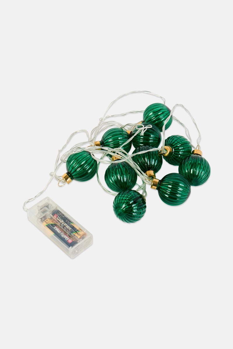 Tchibo Led String Lights With Grooved Glass Balls, Green - Image 2