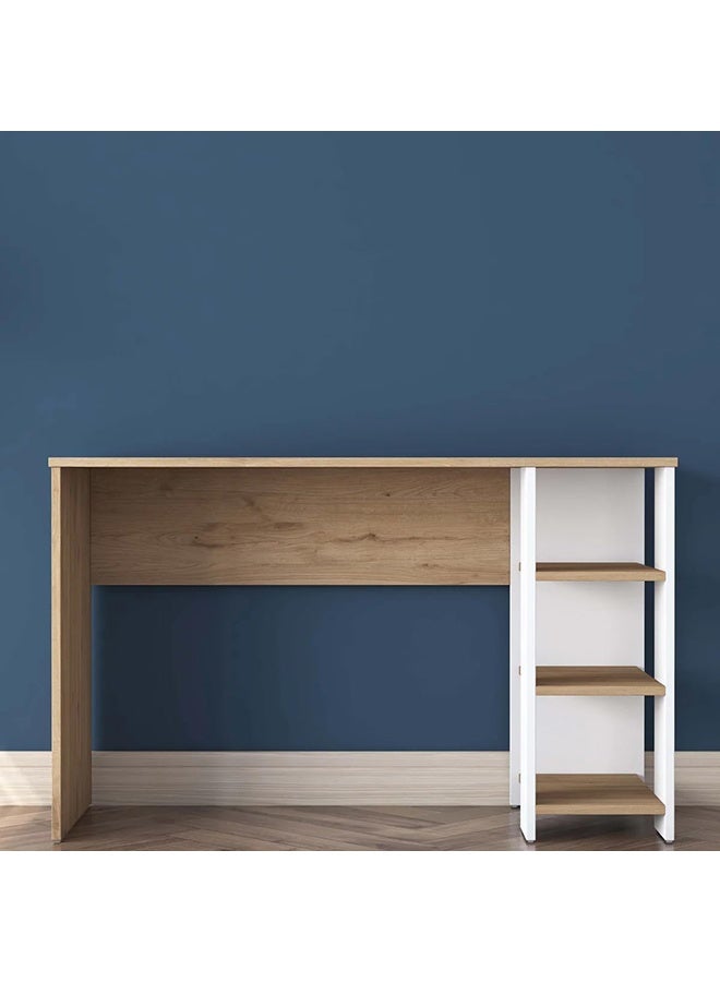Home Canvas مكتب فيريو الأنيق مع تخزين مدمج - أبيض وبلوط - Image 4