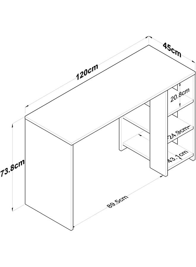 Home Canvas مكتب فيريو الأنيق مع تخزين مدمج - أبيض وبلوط - Image 3