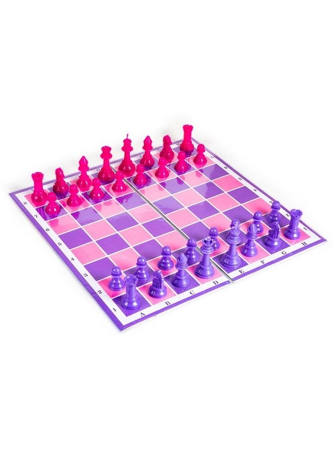 راتاناز مجموعة رقعة شطرنج مغناطيسية قابلة للطي بتصميم وحيد القرن من راتنا، مناسبة للأطفال والكبار (13×13 بوصة، لون وردي وأرجواني) - Image 1