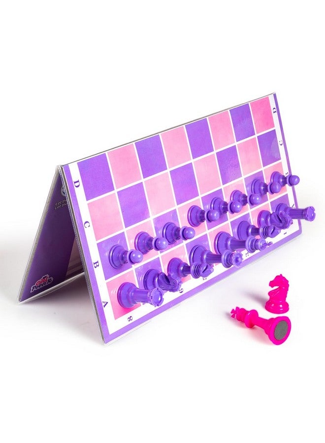 راتاناز مجموعة رقعة شطرنج مغناطيسية قابلة للطي بتصميم وحيد القرن من راتنا، مناسبة للأطفال والكبار (13×13 بوصة، لون وردي وأرجواني) - Image 2