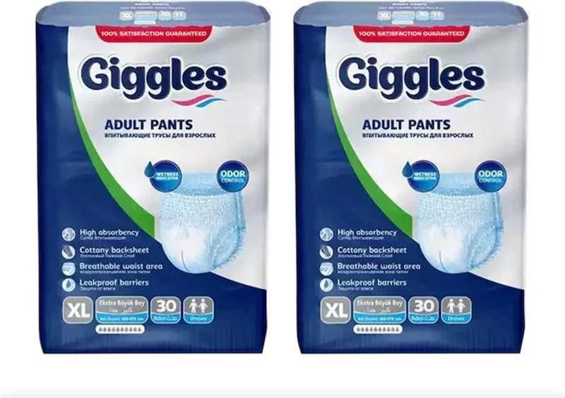 جيجلز Panty Diaper Xlarge 30 Lu Extra Large Size 2 Pack 60 Pieces