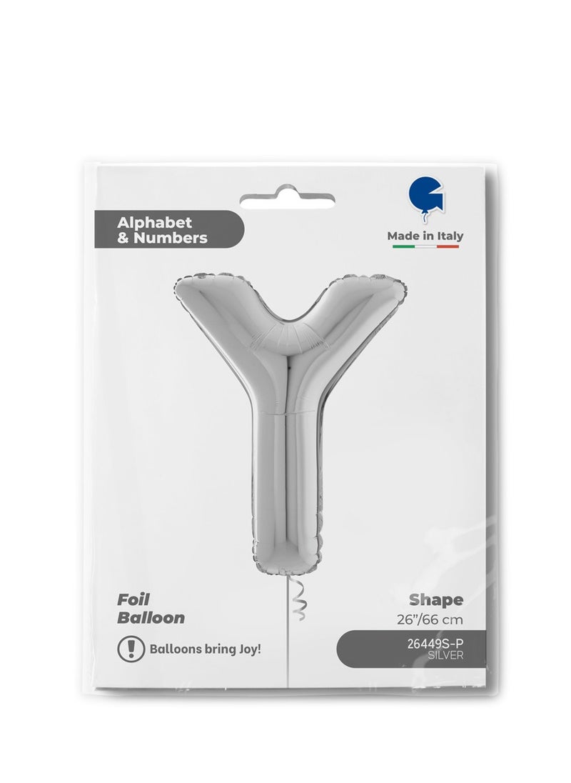 GRABO 26" Foil Balloon Letter Y Silver  - Image 2