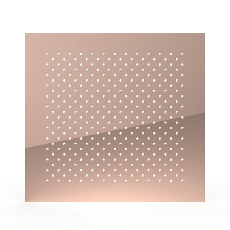 Auriga دش مطري أوريغا | 400 مم × 400 مم | ستانلس ستيل 304 | تشطيب مرآة ذهبية وردية | 100% قابل للفتح | فوهات سيليكون سهلة التنظيف | مع مجموعة تركيب سقف مزيف | CMRS4040 ذهب وردي - Image 1