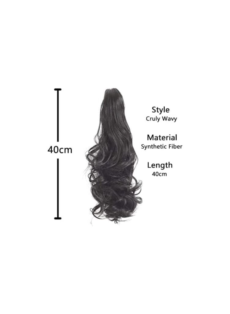إستيل 40 سینٹی میٹر پونی ٹیل ایکسٹینشن کلاؤ کرلی ویوی جبڑے کا کلپ مصنوعی ہیئر پیس میں ایک ٹکڑا ہیئر ایکسٹینشن پونی ٹیل ایک جبڑے کی لمبی پونی ٹیل خواتین کے لیے - Image 3
