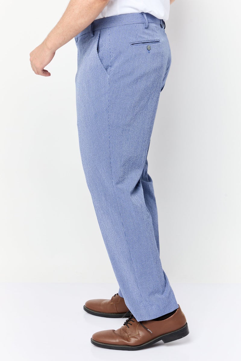 POLO RALPH LAUREN سروال رسمي للرجال بتصميم كلاسيكي مع نقشة ميكرو شيك، أزرق - Image 2