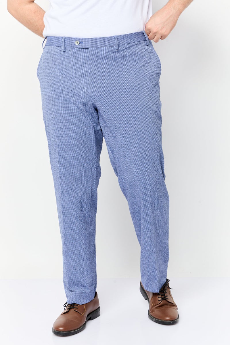 POLO RALPH LAUREN سروال رسمي للرجال بتصميم كلاسيكي مع نقشة ميكرو شيك، أزرق - Image 1