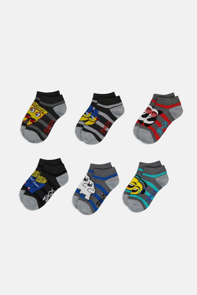 SKECHERS Kids Boy 6 Pairs Brand Logo Low Cut Socks, Multicolor - Image 3