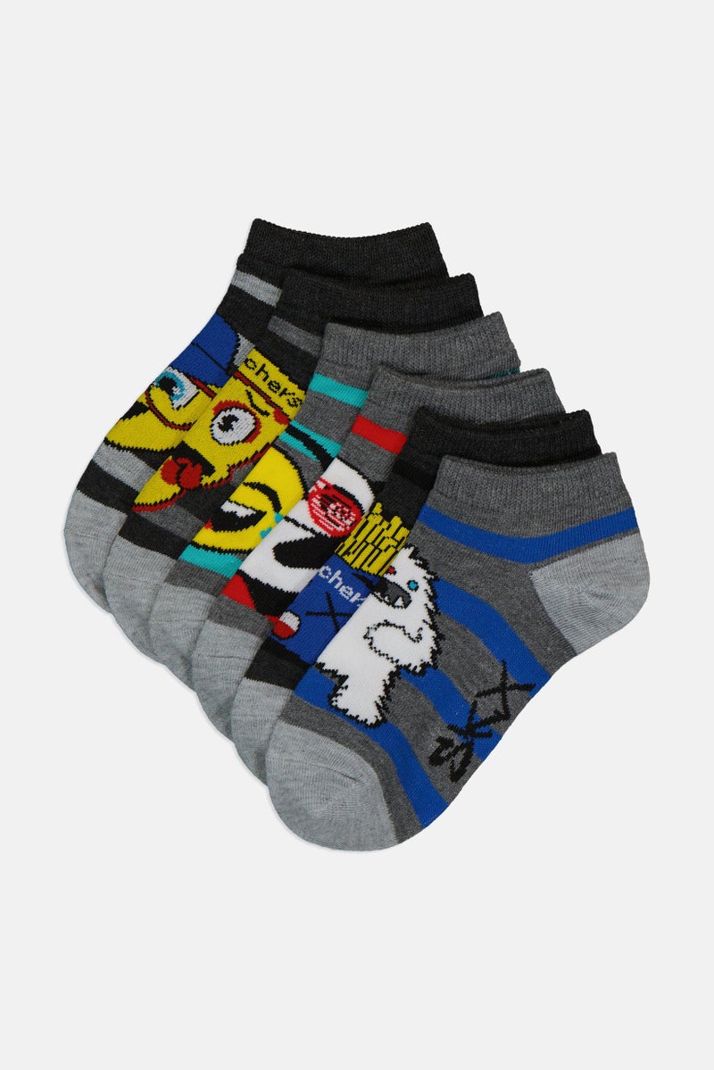 SKECHERS Kids Boy 6 Pairs Brand Logo Low Cut Socks, Multicolor - Image 1