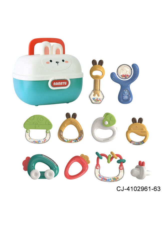 CJ Export Baby Tooth Glue Rattle Adorable Rabbit Storage Box Baby Comfort Can Be Chewed Early Education Educational Toys Suit - Image 1