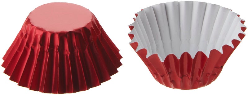Fox Run Red Foil Muffin and Cupcake Liners Set of 48 Mini Size Wrappers