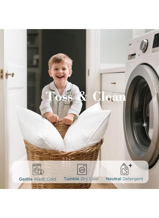 Hotel Linen Klub Pack of 2 Soft Microfiber Pillows (85 GSM) with 1 cm Stripe and Single Piping, White (50 x 90 cm), 2400 grams/pack, King - Image 4