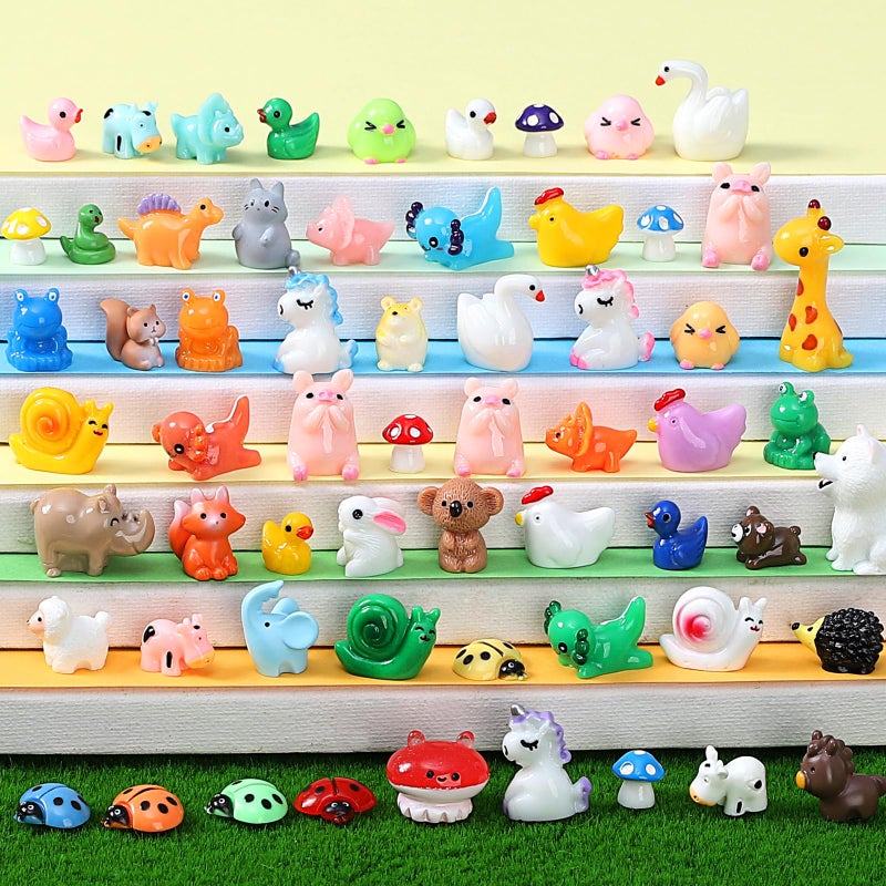 LOVEXIRAN 160pcs Mini Resin Animals Mini Animals Figures to Hide Tiny Resin Animal for Dollhouse Accessories and Aquarium Decor - Image 4