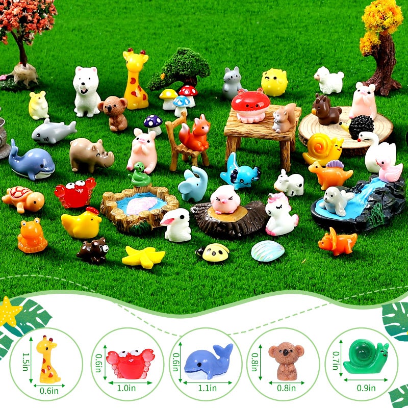 LOVEXIRAN 160pcs Mini Resin Animals Mini Animals Figures to Hide Tiny Resin Animal for Dollhouse Accessories and Aquarium Decor - Image 2