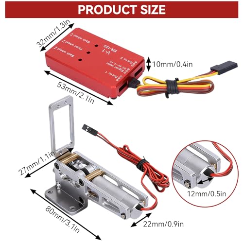 equlup JP Hobby ER120 Electric Retractable Landing Gear 27x80x22mm11x31x09in Alloy Electric Retractable Controller for Fixed Wing Aircraft RC Accessory Retractable Base Controller - Image 5
