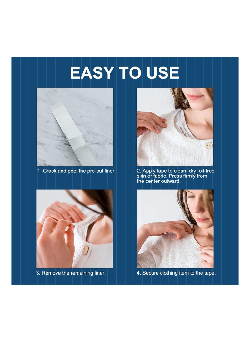 Double Sided Tape for Clothes Body Strength Tape Adhesive on Skin and Fabrics Clear Tape for All Skin Tones and Fabrics 80 Strips - Image 3