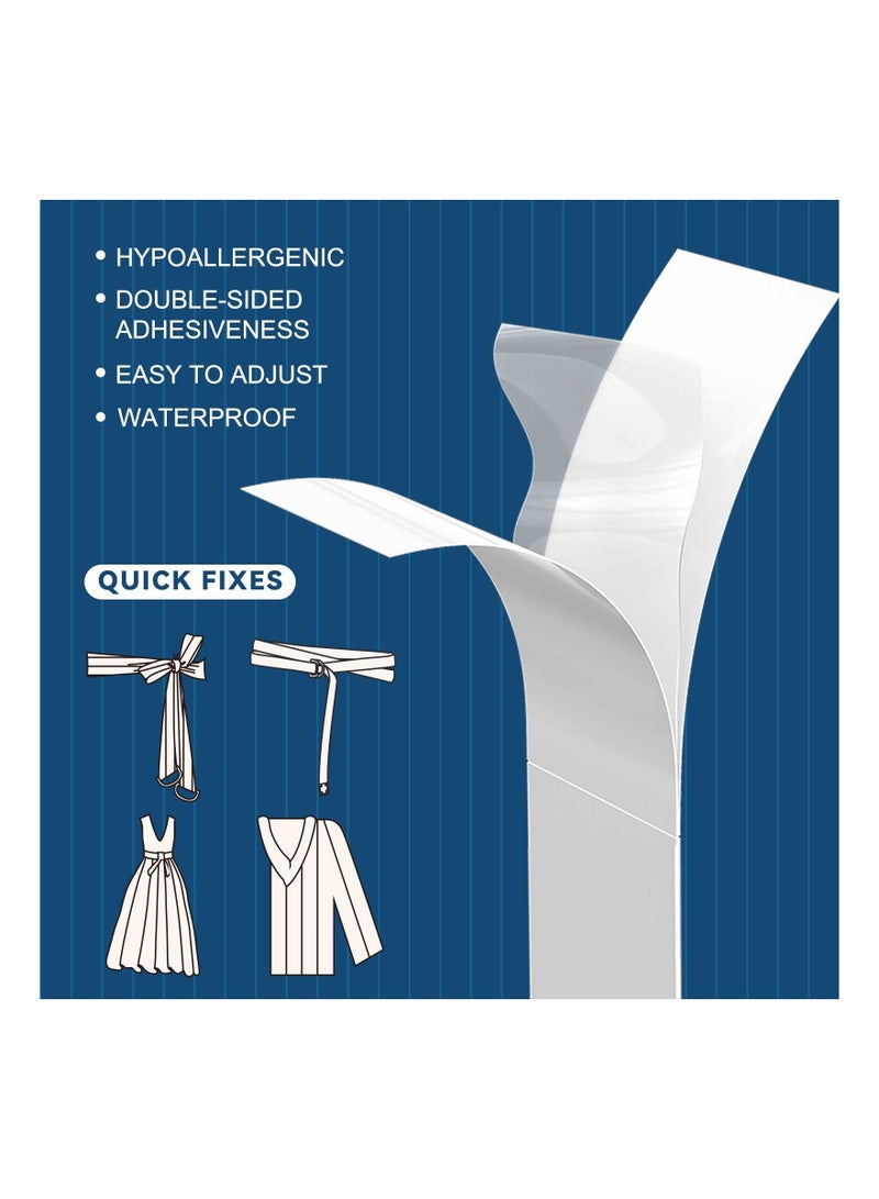 Double Sided Tape for Clothes Body Strength Tape Adhesive on Skin and Fabrics Clear Tape for All Skin Tones and Fabrics 80 Strips - Image 2