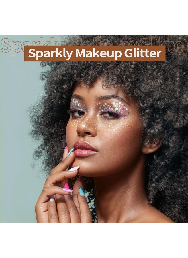 FANDAMEI FANDAMEI Face Glitter, 6 Colors Face Glitter Gel+ 4PCS Glitter Freckles Face. Body Glitter Gel, Hair Glitter, Face Glitter Makeup. Glitter Face Speckles, Makeup Patches. Body Face Glitter  - Image 3