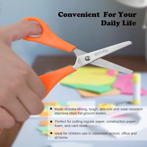 Ezzgol Scissors Bulk for Kids, EZZGOL 48 PACK 5” Safety Blunt Tip Student Scissors, 6 Assorted Colors Kid Craft Scissors for Cutting Regular Paper,Construction Paper,Cards - Image 5