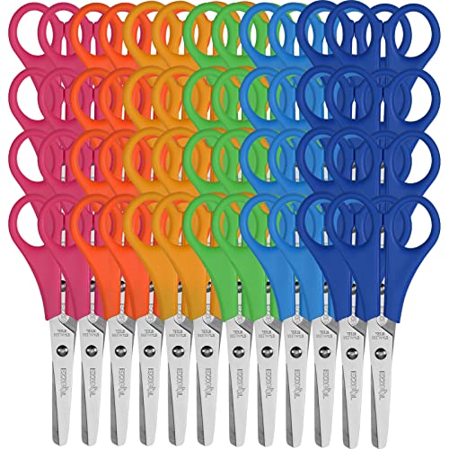 Ezzgol Scissors Bulk for Kids, EZZGOL 48 PACK 5” Safety Blunt Tip Student Scissors, 6 Assorted Colors Kid Craft Scissors for Cutting Regular Paper,Construction Paper,Cards - Image 1