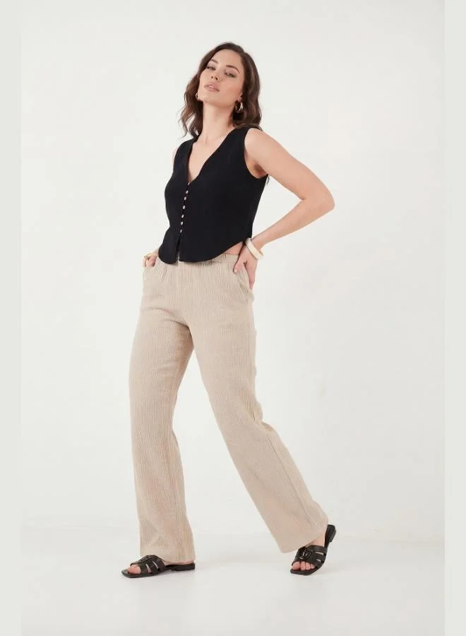 Lela  Lela Cotton Regular Fit V-Neck Button Detail Summer Blouse Vest Women's VEST 5866661 for Women | Best Price UAE