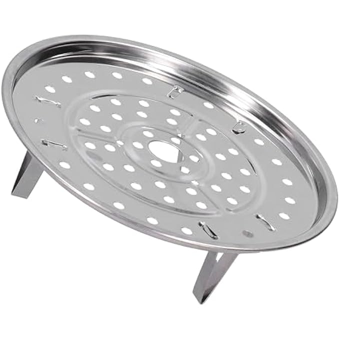 رف طهي بالبخار من الفولاذ المقاوم للصدأ الفاخر، سلة طهي بالبخار متينة للخضراوات والزلابية والأسماك (فضي، 19 سم) - Image 2